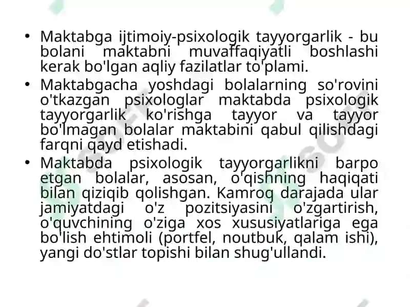 Bolalarning maktab ta’limiga tayyorlashda ijtimoiy-psixologik tayyorgarligi mavzusidagi TAQDIMOTI 5