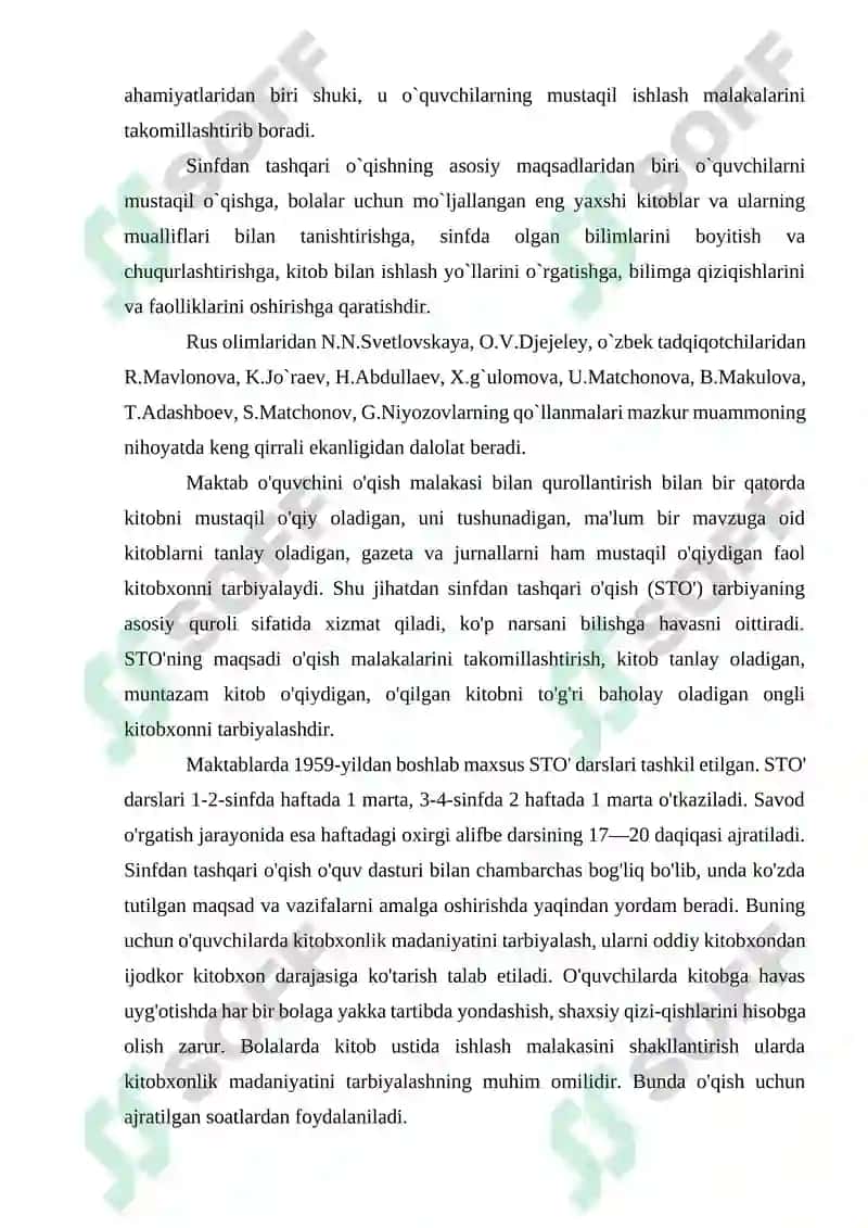 Sinfdan tashqari o‘qish mеtodikasi 5