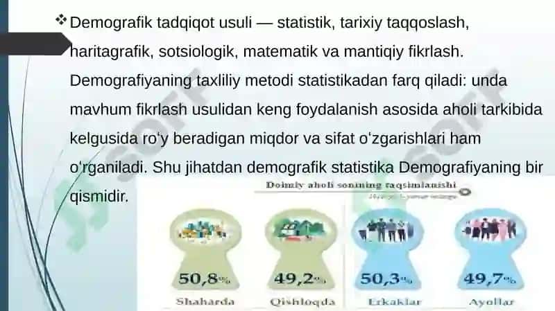 Aholi orasida demografik jarayon va demografik ko’rsatkichlarni hisoblash usullari 5