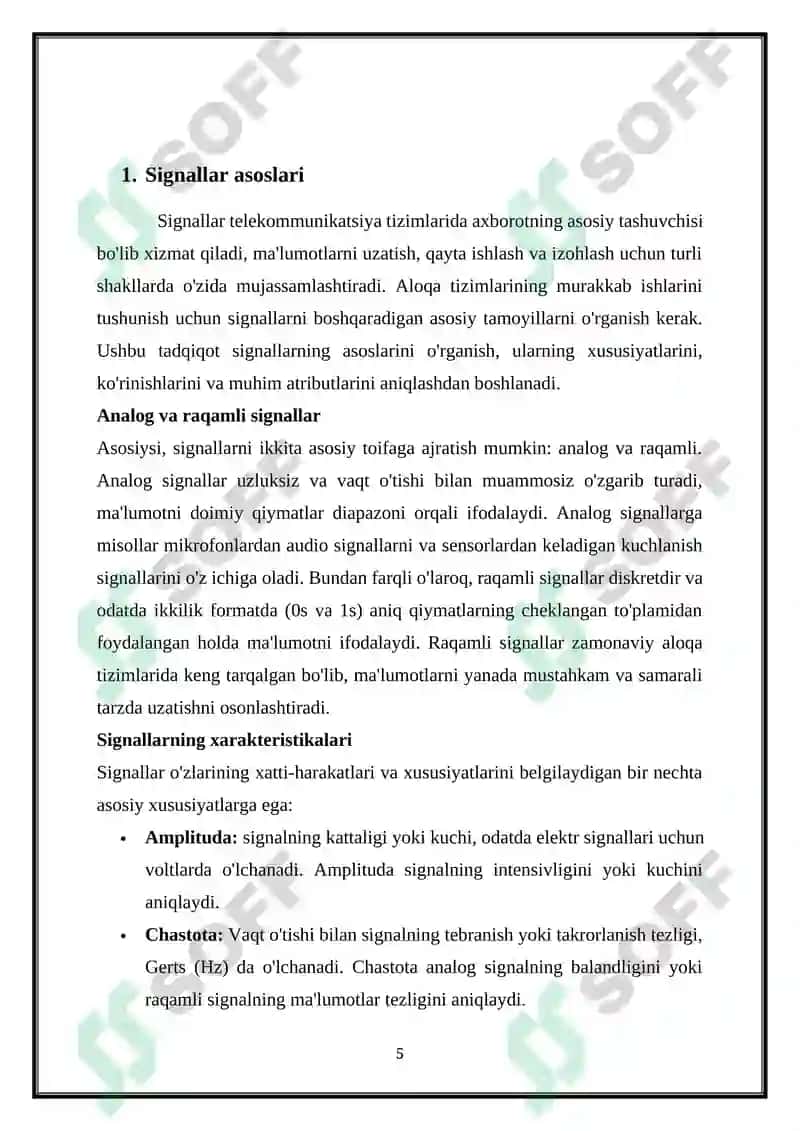 ASOSIY BIRLAMCHI TELEKOMMUNIKATSIYA SIGNALLARI 5