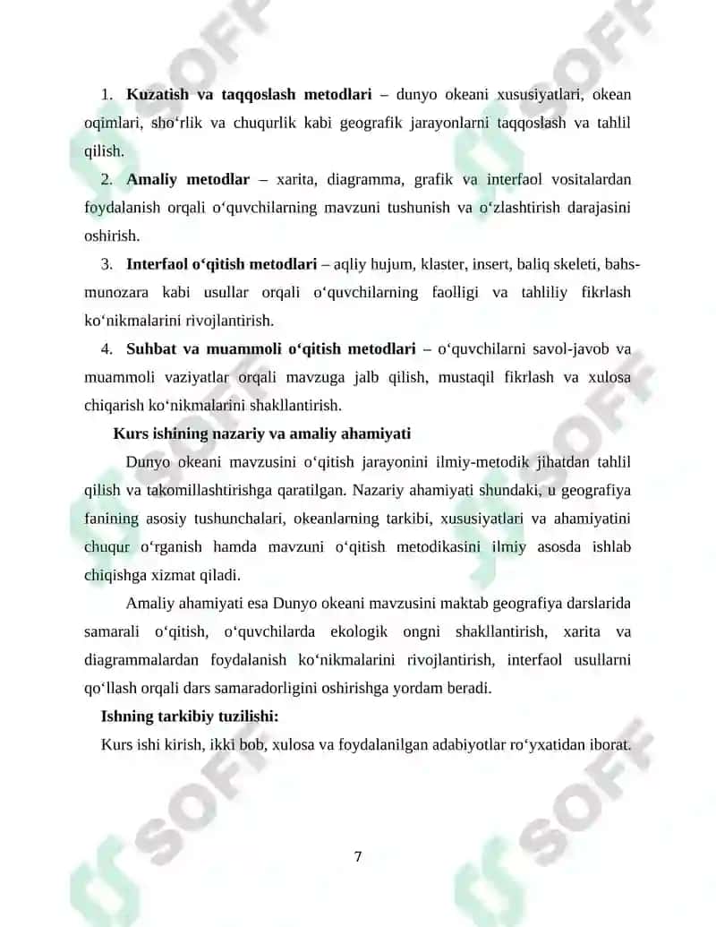 Dunyo okeani mavzusini o`qitish metodikasi 5