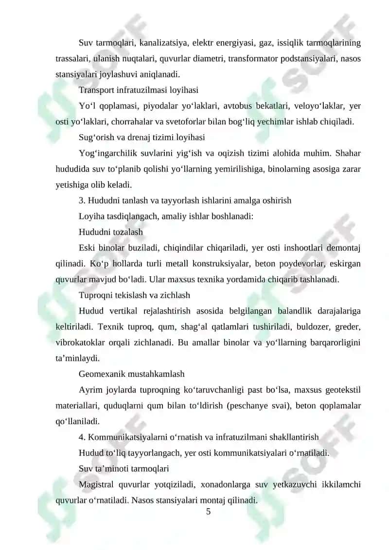 Shaharlarda Injenerlik Tayyorgarlik Ishlarini Olib Borish 5