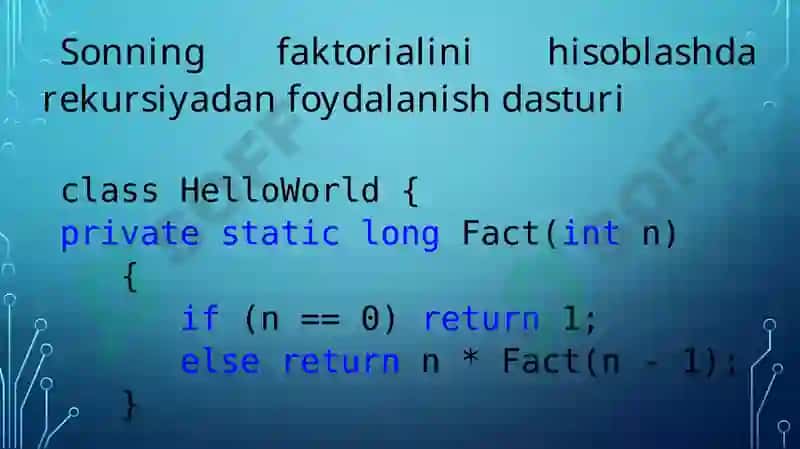 Rekursiv va qayta yuklanuvchi metodlar 5