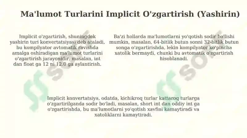 Ma'lumotturlarini o'zgartirish.Satrlarbilanishlash. Stringsinfi 5