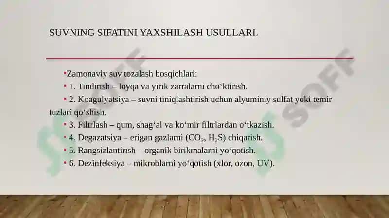 Ichimlik suviga bo‘lgan gigienik talablar va sifatini ustidan nazorati 5