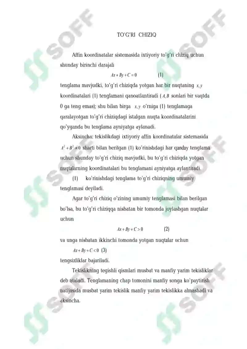 FAZODA TO'G'RI CHIZIQLARNING OʻZARO VAZIYATI
mavzusida ilmiy ish 5