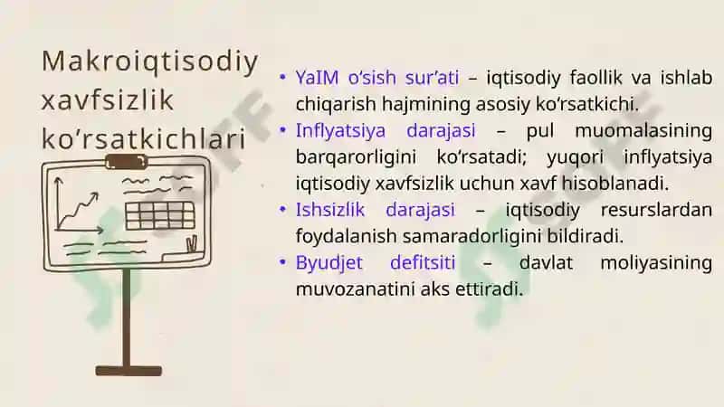 Iqtisodiy xavfsizlikning asosiy ko’rsatkichlari 5
