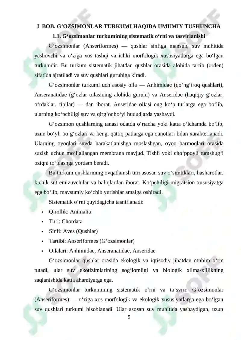 Gʻozsimon qushlarning ekologik va iqtisodiy ahamiyati 5