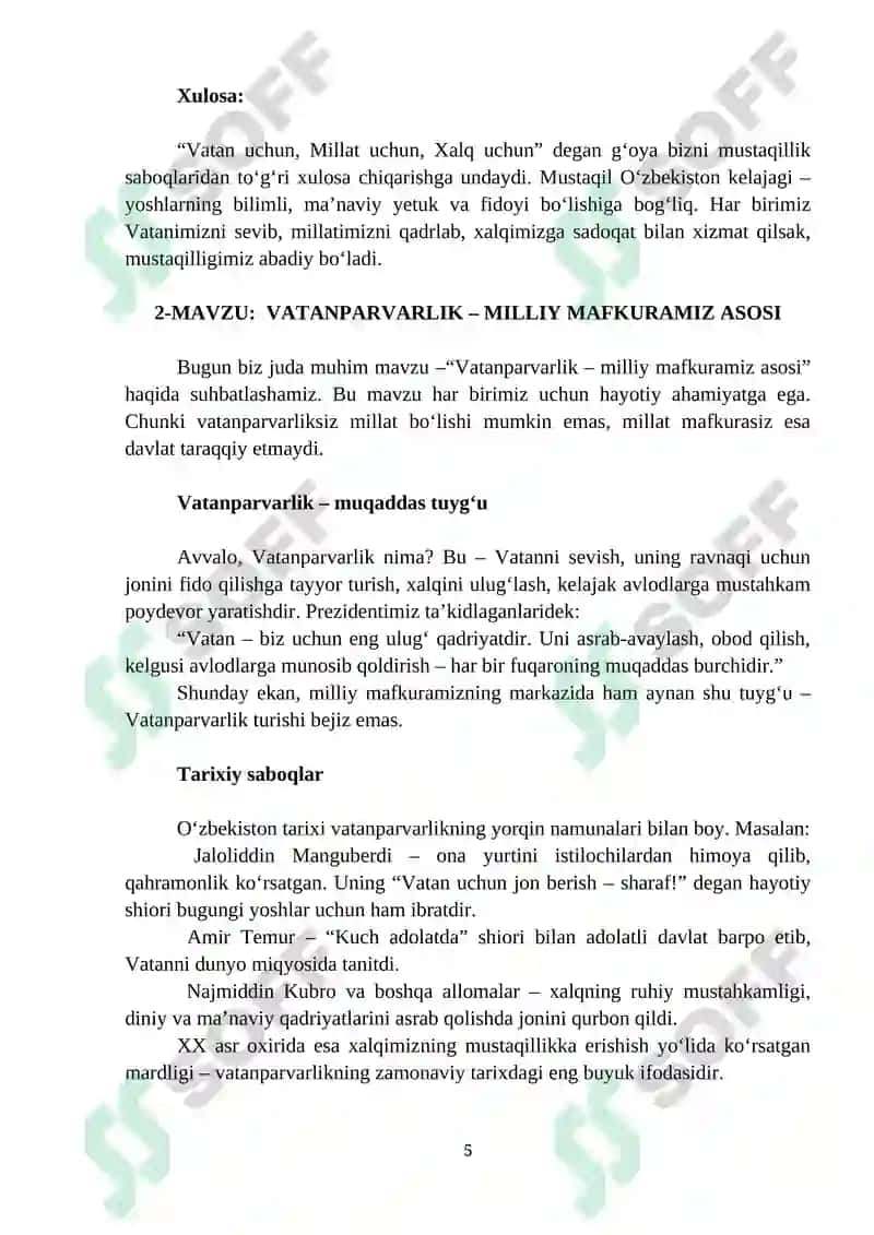 MA’NAVIYAT SOATLARI 5