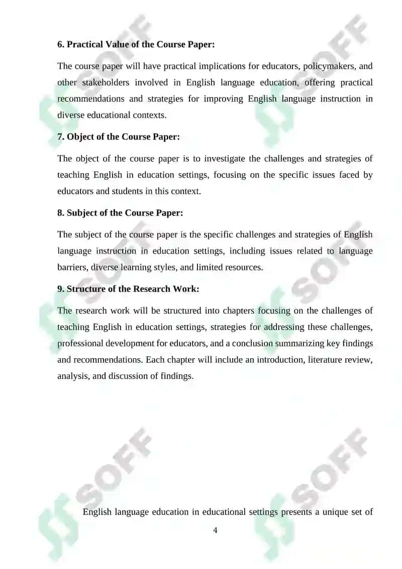 "Study the specific challenges and strategies of English in education settings" 5