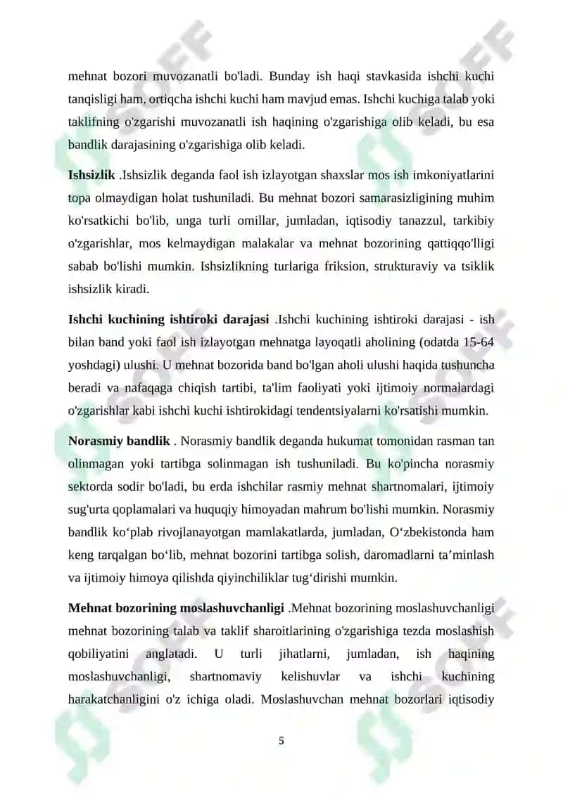 O'ZBEKISTONDA ISHCHI KUCHI BOZORINI SHAKLLANTIRISH VA TARTIBGA SOLISH MUAMMOLARI 5