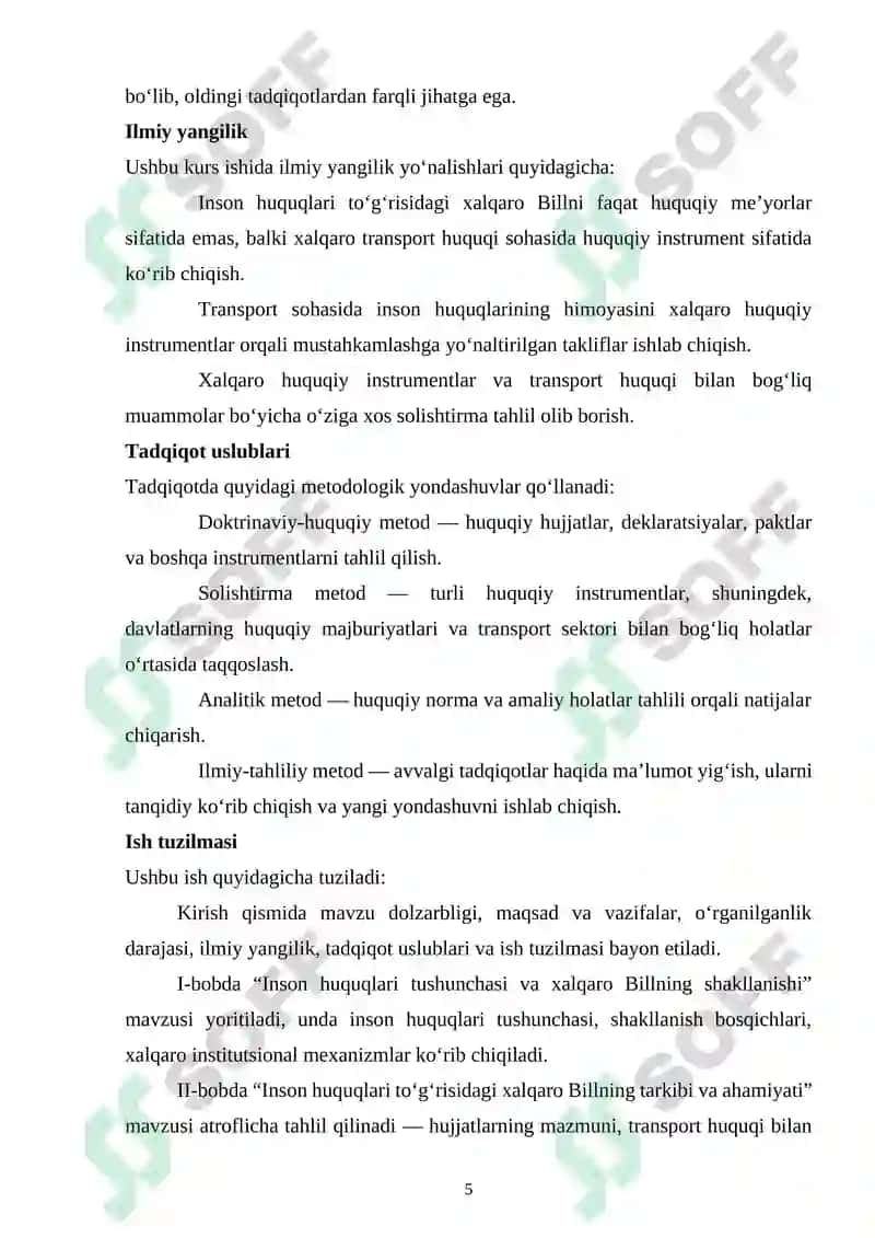 Inson huquqlari toʻgʻrisidagi xalqaro BILL: tavsif va mundarija 5