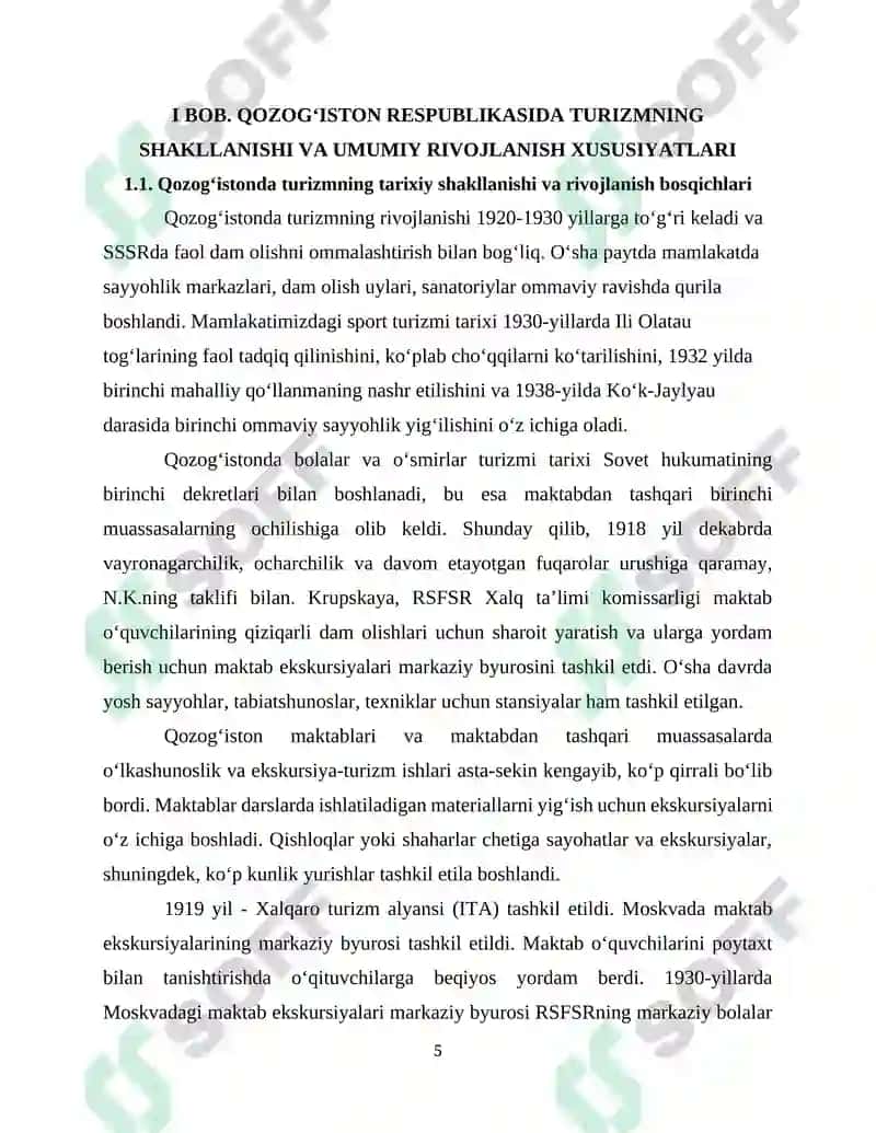 QOZOG‘ISTON RESPUBLIKASI TURIZMI VA UNING RIVOJLANTIRILISHI 5