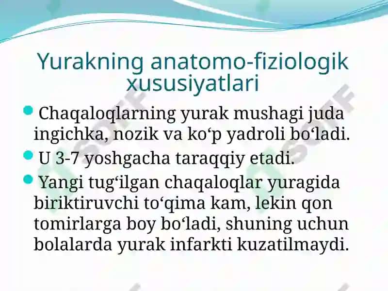 BOLALARDA YURAK-QON TOMIR TIZIMINING ANATOMO-FIZIOLOGIK XUSUSIYATLARI 5