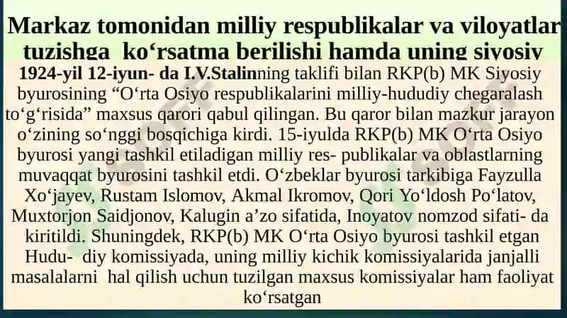 O’zbekiston SSR milliy kadrlar masalasi 5