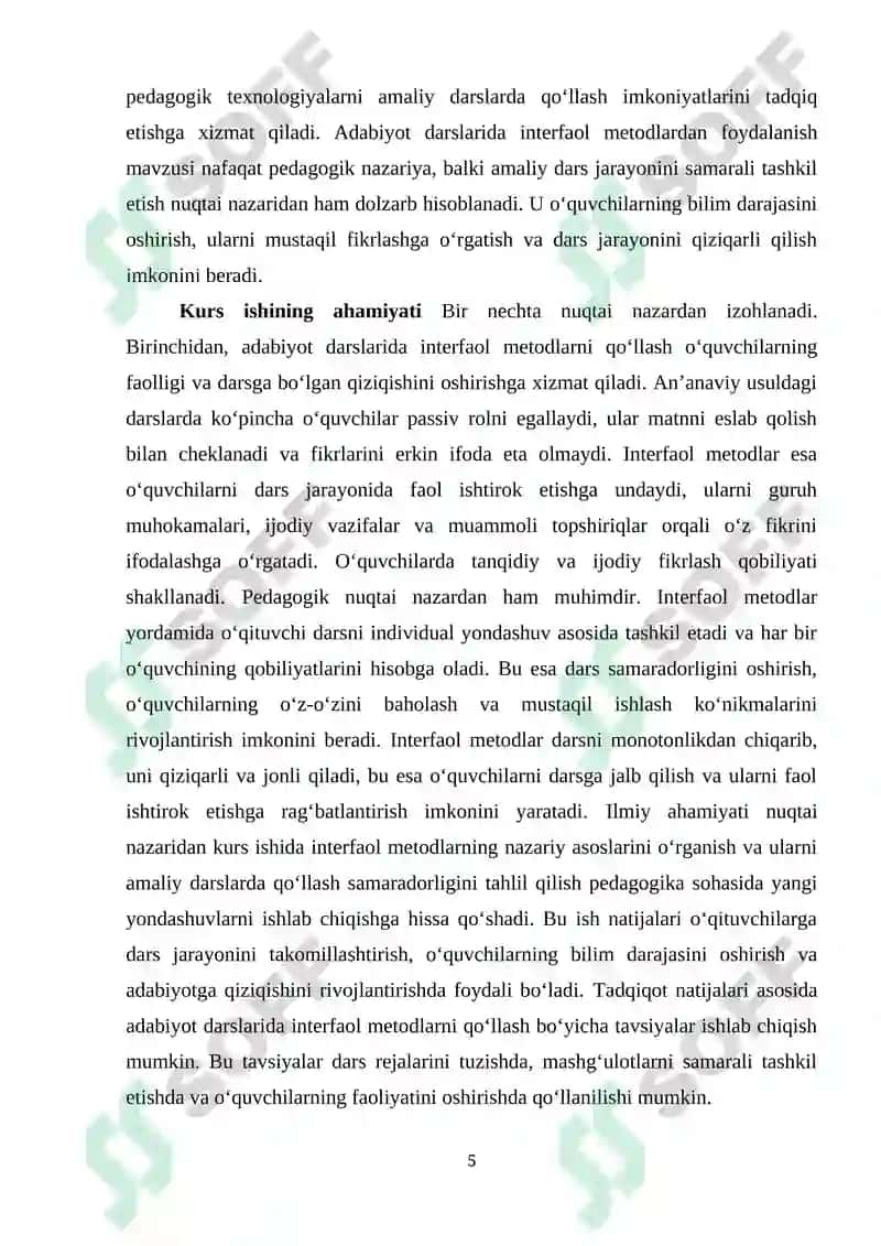 Adabiyot darslarida interfaol metodlardan foydalanish 5
