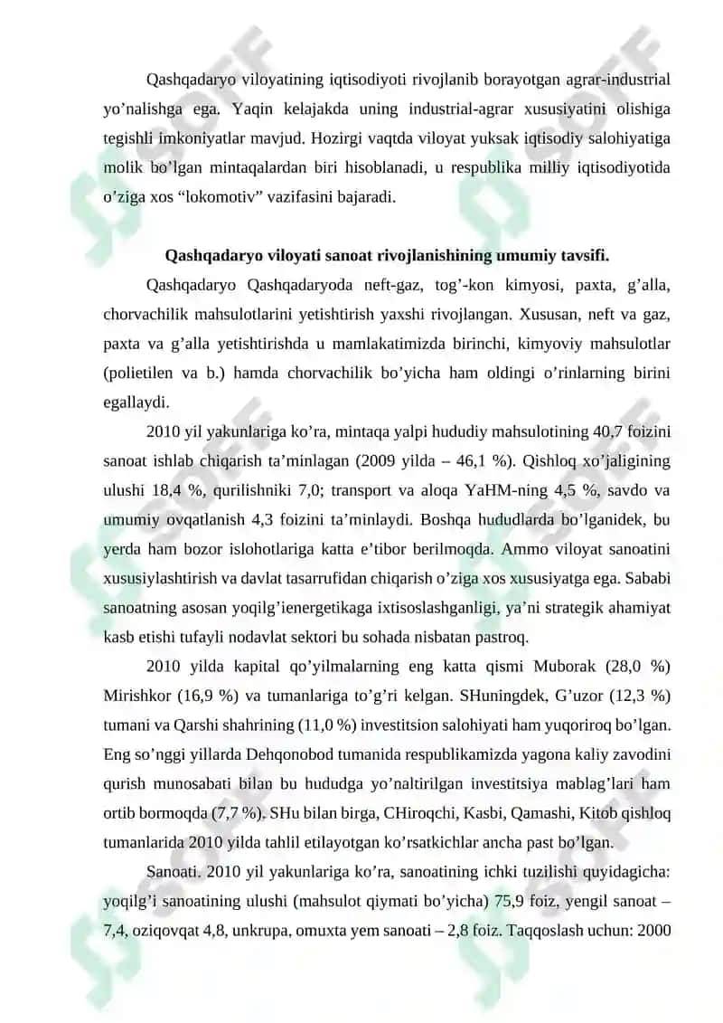 Qashqadaryo mintaqasining ijtimoiy-iqtisodiy rivojlanishining asosiy muammolari va yo‘nalishlarini aniqlash 5
