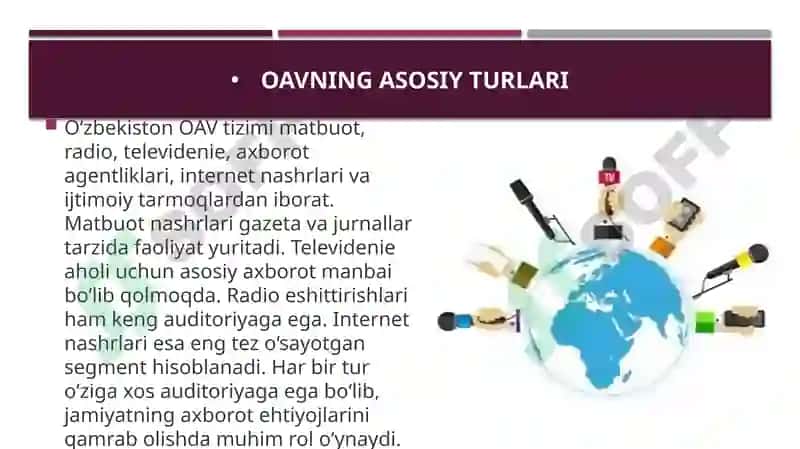 Oʻzbekiston respublikasi ommaviy axborot vositalarining faoliyati 5