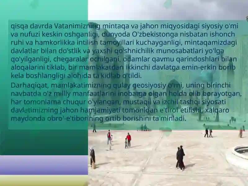 Oʻzbekistonning Mustaqil Davlatlar Hamdo'stligi Daği O`rni 5