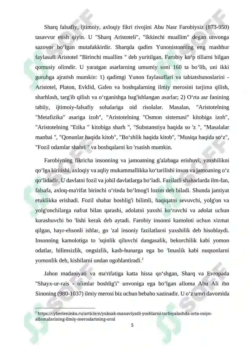 YUKSAK MA’NAVIYATLI YOSHLARNI TARBIYALASHDA OʻRTA OSIYO ALLOMALARI ILMIY MEROSINING OʻRNI 5