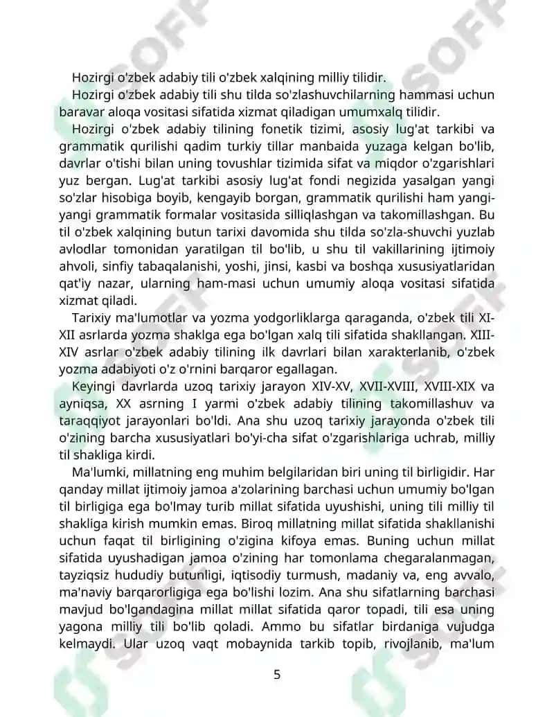 HOZIRGI O'ZBEK ADABIY TILI (O'zbek filologiyasi bakalavr ixtisosligi uchun qo'llanma) 5