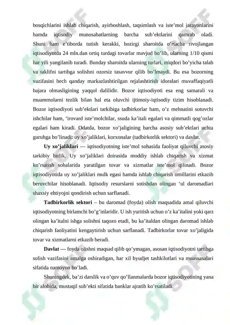 Bozor mexanizmi, uning tarkibiy qismlari va amal qilishi 5