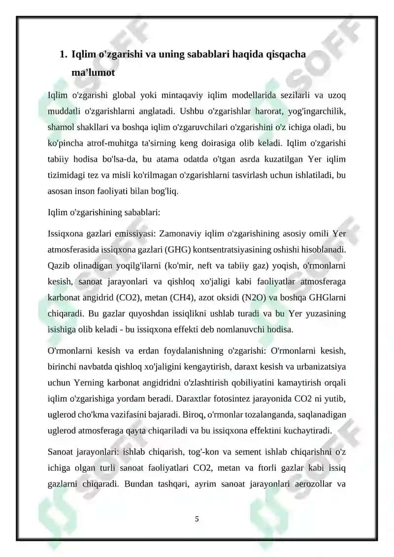 IQLIM O‘ZGARISHI OQIBATLARI VA ULARGA MOSLASHUV YO‘LLARI 5