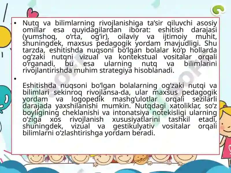 Eshitishda Nuqsoni Bulgan Bolalarning Ogzaki Nutqning Idrok Etishi 5