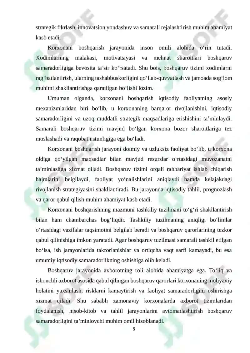 Korxonani boshqarish va rejalashtirish 5