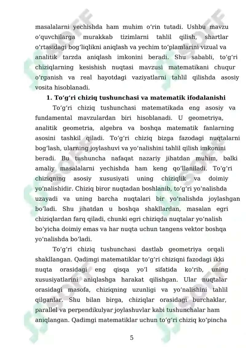 To'g'ri chiziqlarning kesishishi nuqtasi va uni topish usullari 5