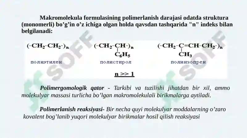 POLIMERLAR HAQIDA  ASOSIY TUSHUNCHALAR 5
