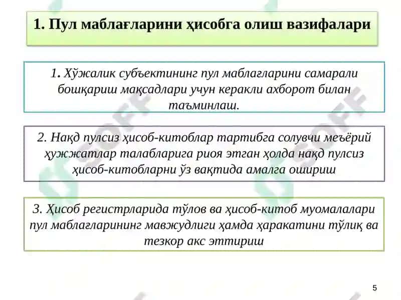 Pulmablag‘lari va Valyuta Operatsiyalari Hisobi 5