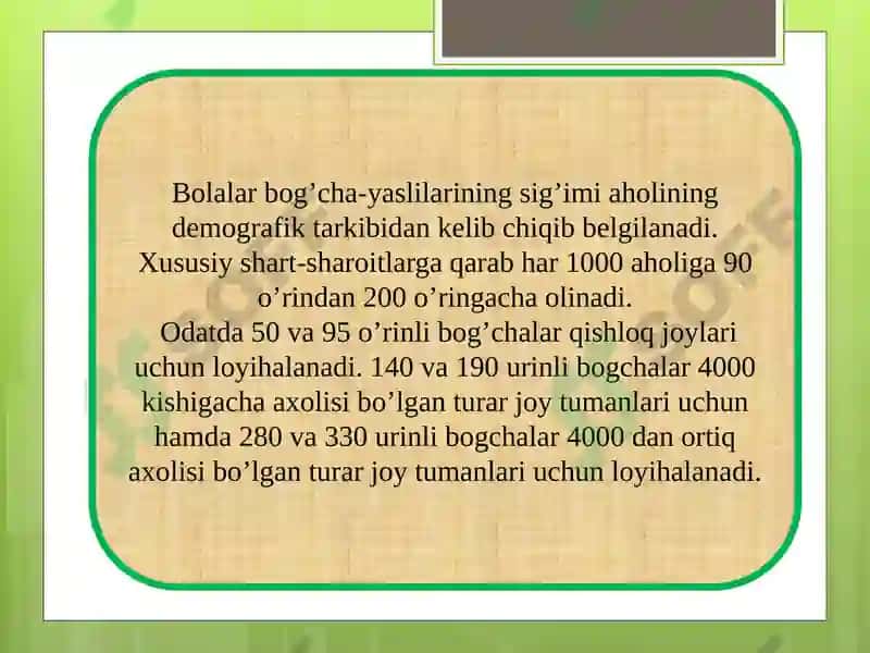 Maktabgacha ta'lim muassasalarini loyihalash 5