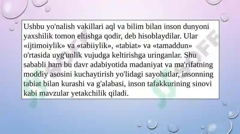 XVI – XVIIIasrlarda Yevropa ma’rifatchilik asri 5