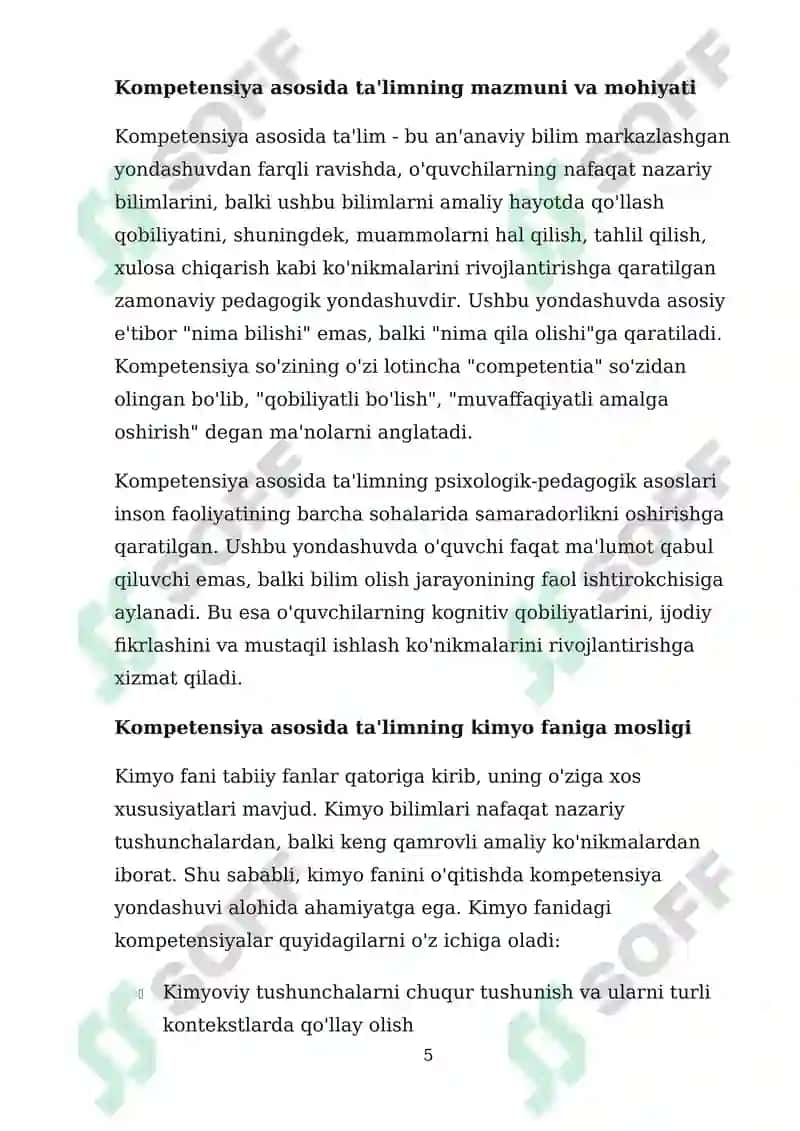 Kimyo fanini oʻqitishda kompetensiya asosida test topshiriqlarini tuzish 5