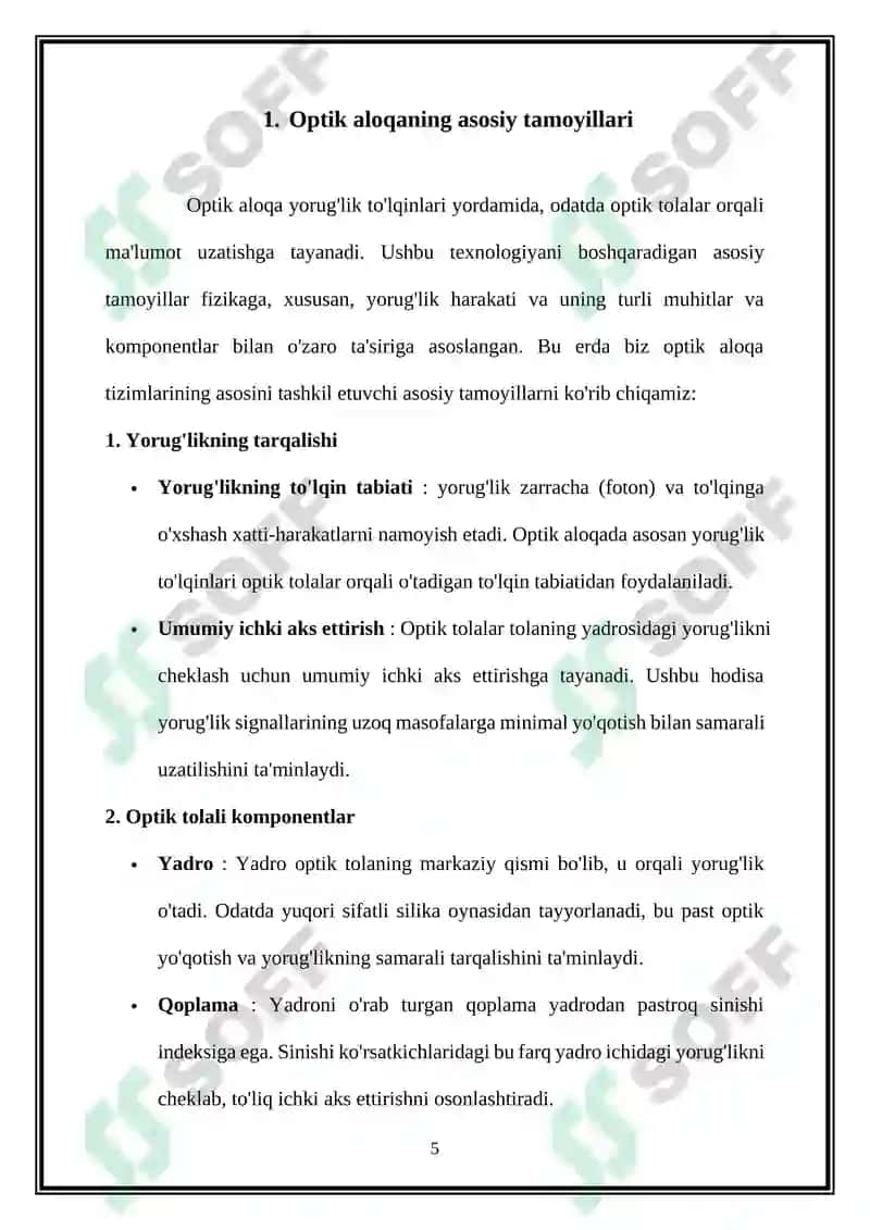 Optik aloqa tizimlari va tarmoqlarining xolati va rivojlanish istiqbollari 5
