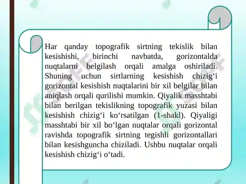 Topografik sirtlar bilan ko’p yo’qlarning o’zaro kesishuvi 5