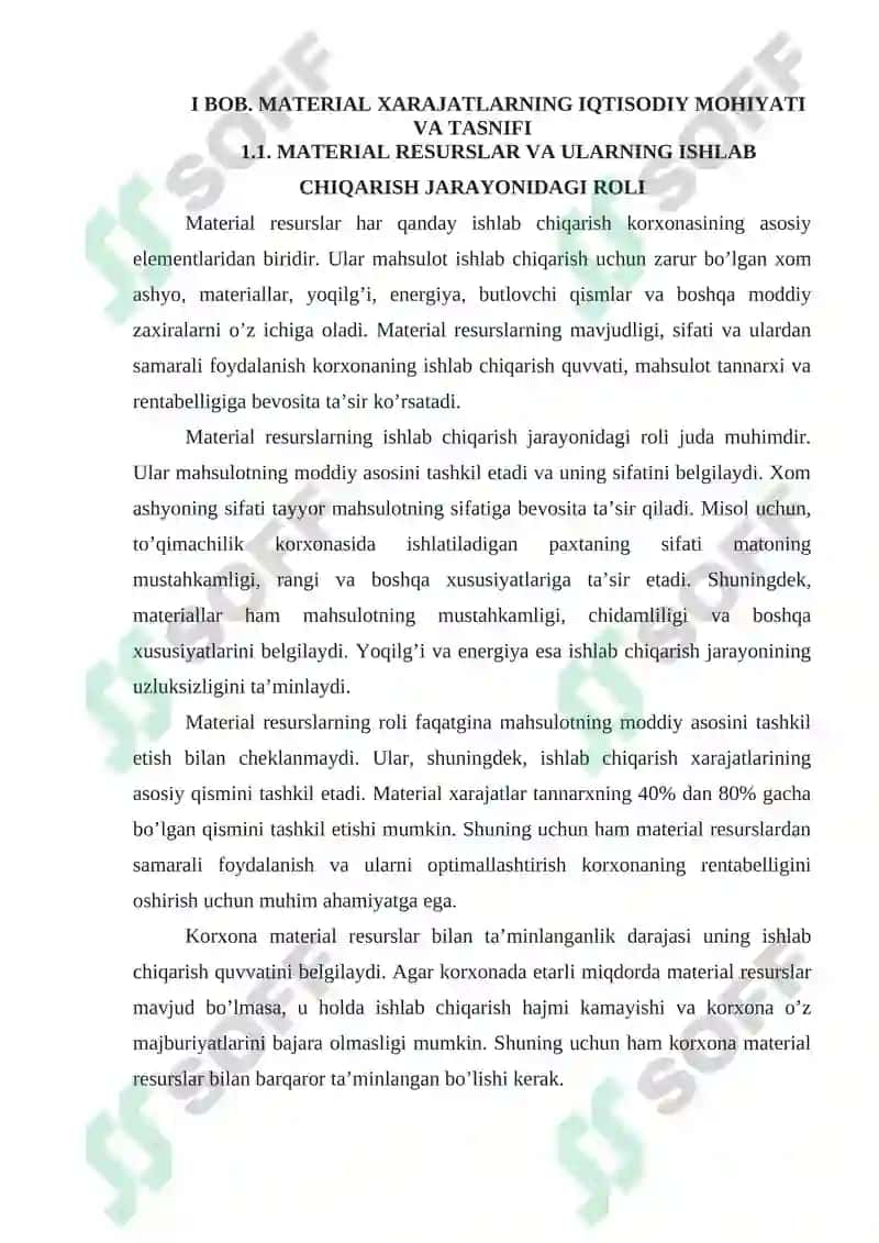 MATERIAL XARAJATLARINING HISOBI 5