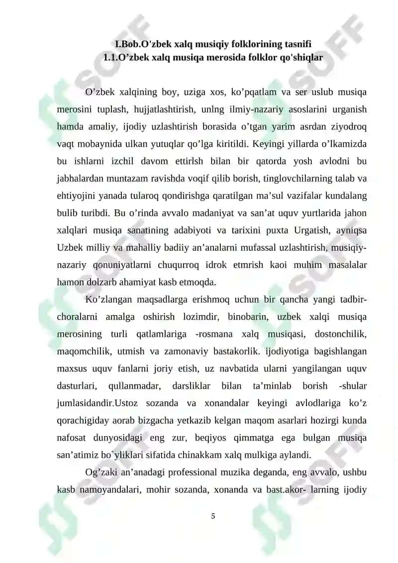 O'zbek xalq musiqiy folklor janirlarining umumiy tasnifi 5