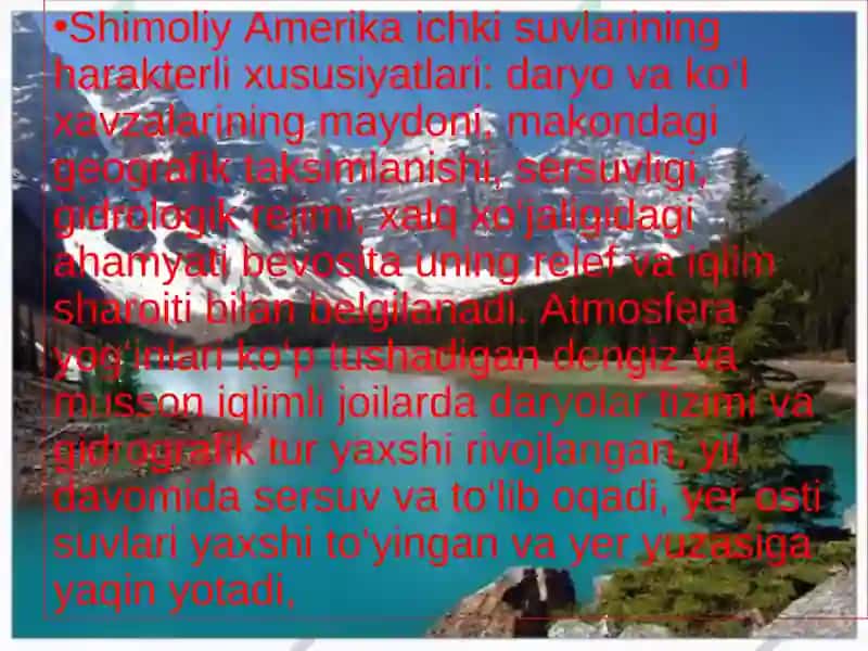 Shimoliy Amerika ichki suvlarining harakterli xususiyatlari 5