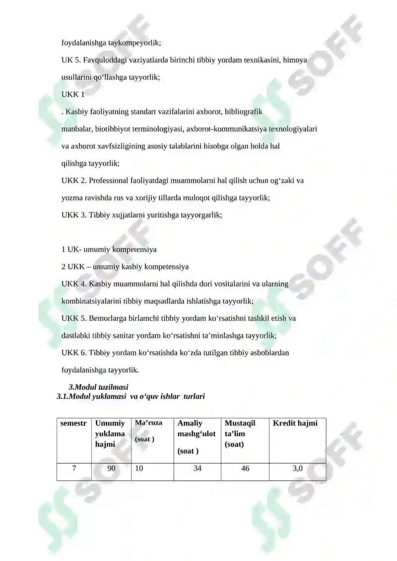TIBBIY RADIOLOGIYA FANIDAN ISHCHI MODUL DASTURI 5