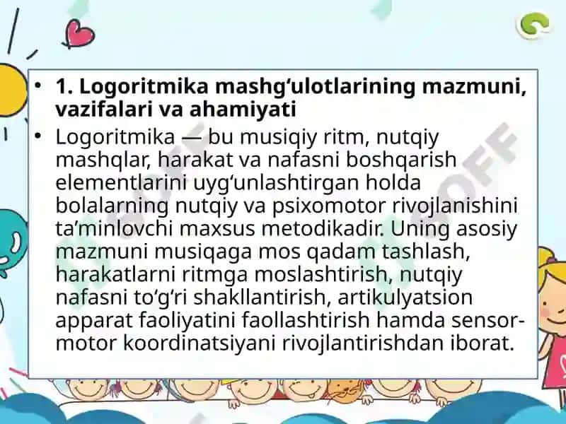 Logoritmika mashg'ulotlari 5
