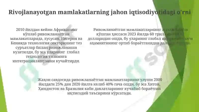 Jahon XÒjaligi Rivojlanish Bosqichlari va Tendensiyalari 5
