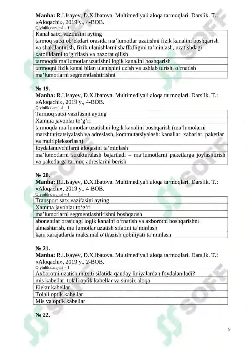 Multimediyali aloqa tarmoqlari 5