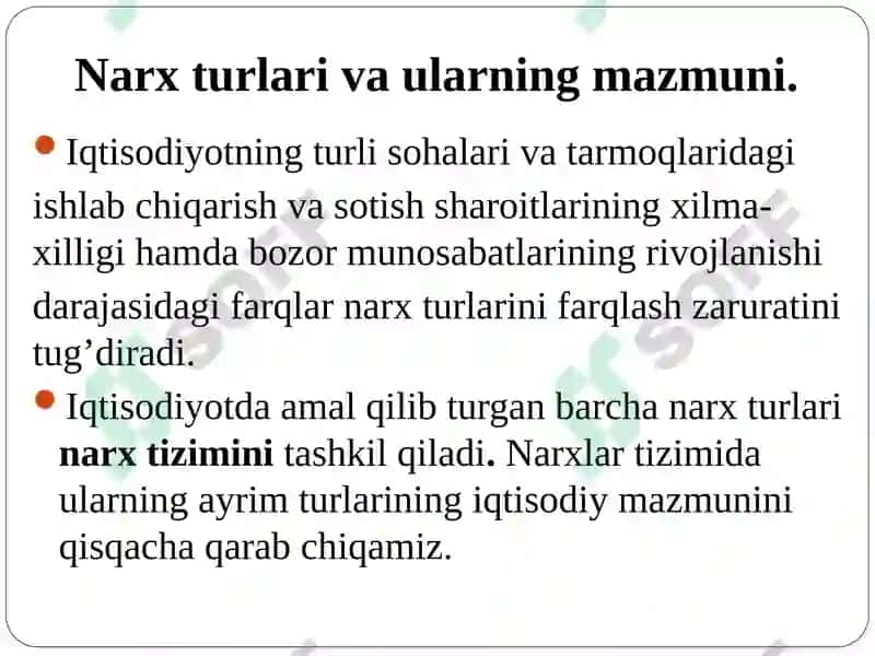 Narx ustidagi nazorat va bozor faoliyati 5