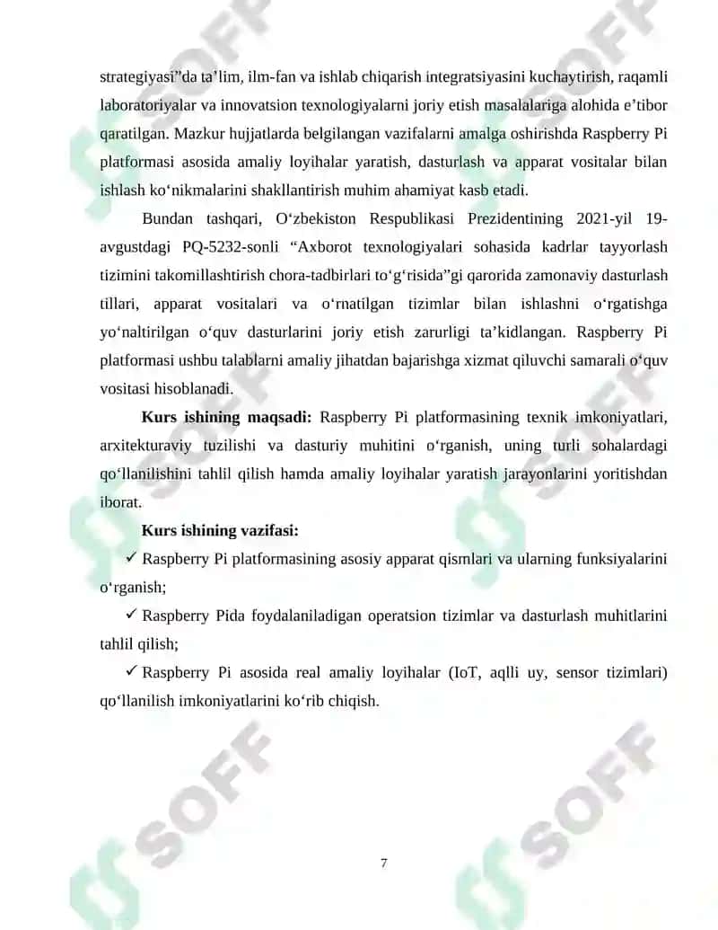 RASPBERRY PI IMKONIYATLARI VA QO‘LLANILISHI 5