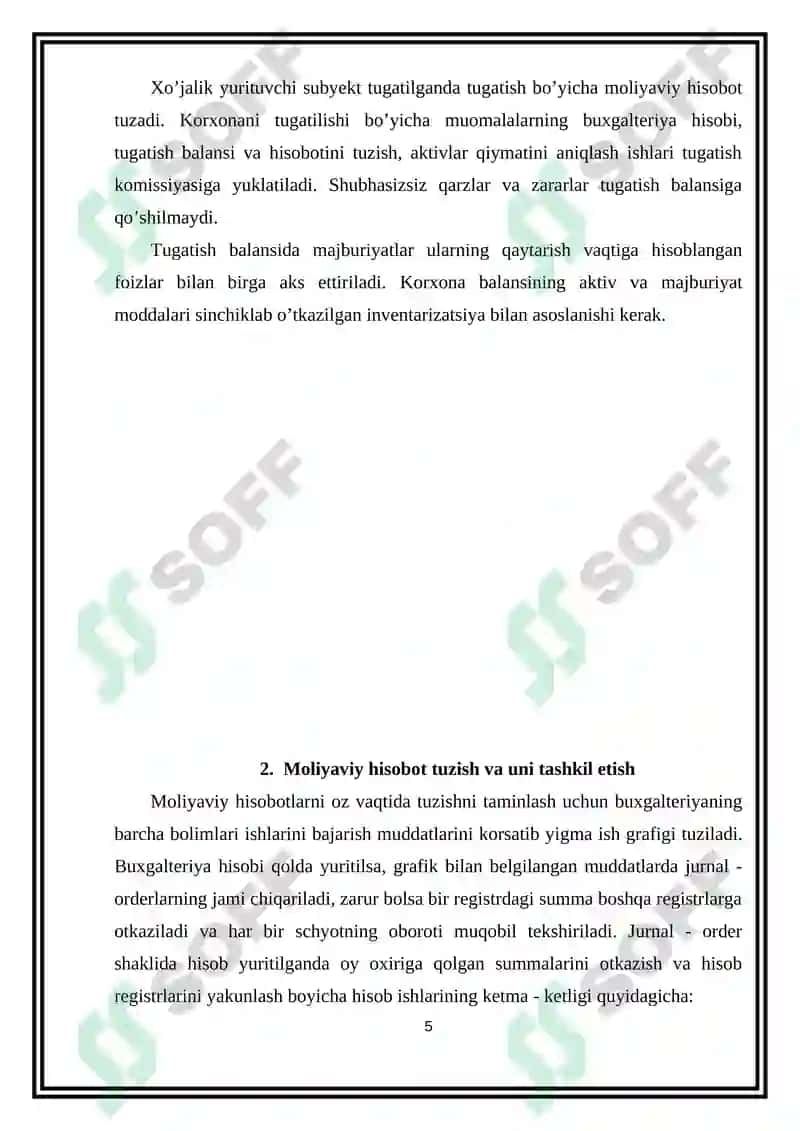 Fiskal instituti Bugalteriya hisobi auditi 3 kurs sirtqi Qurbonboyev Sanjarning Moliyaviy hisobotning xalqaro standartlari fanidan yozgan referati 5