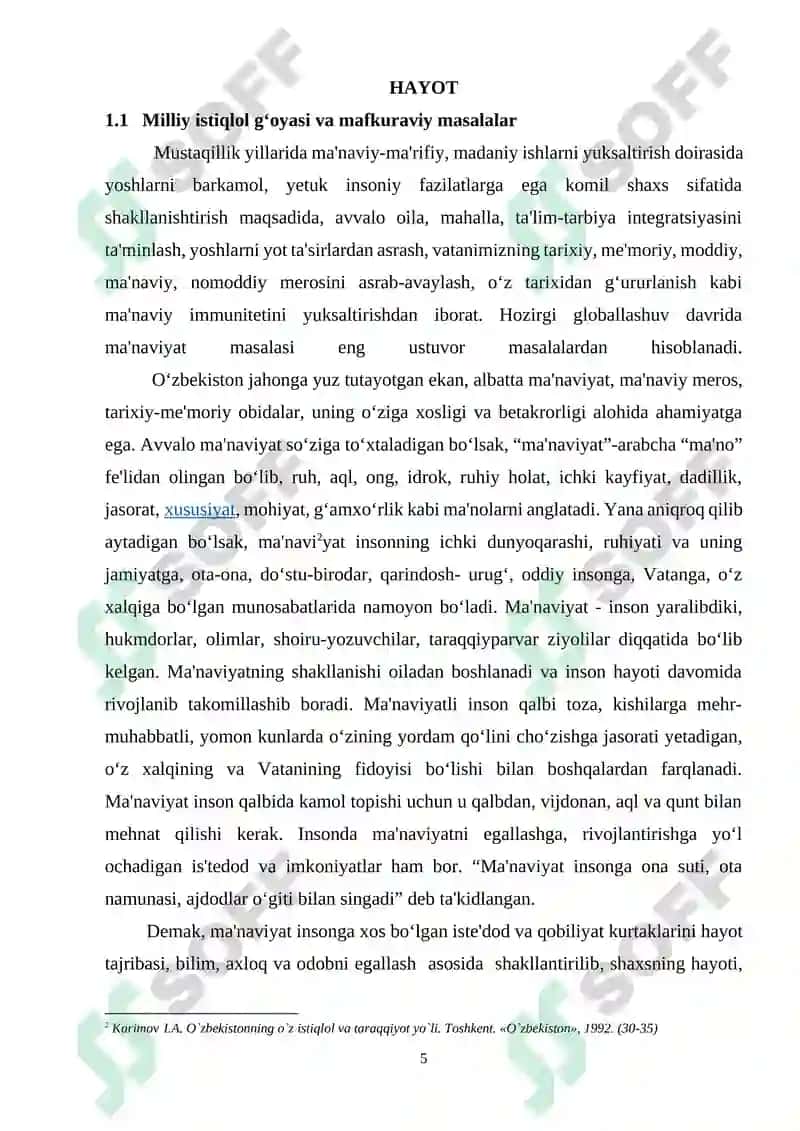 "Mustaqillik yillarida Oʻzbekistonda milliy urf-odatlar,qadriyatlar va an'analarnining qayta tiklanishi" 5