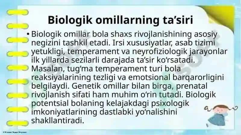 Ilk bolalik davrida shaxslarni rivojlanishga oid nazariy tahlillar 5