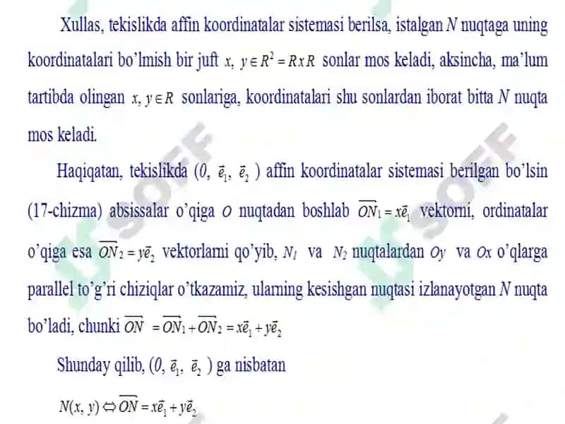 Tekislikdagi affin koordinatalar sistemasi 5